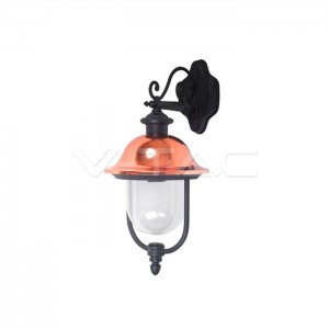 Klasszikus kültéri fali lámpa, fekete-réz színű, E27 -7531