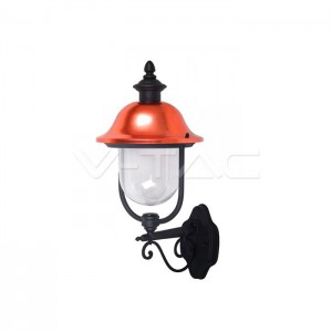 Klasszikus kültéri fali lámpa, fekete-réz színű, E27 -7532
