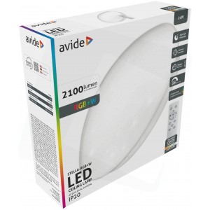 Avide - Mennyezeti LED Lámpa távirányítóval, Stella, 24W, RGB+W - ACLO38RGBW-24W-ST