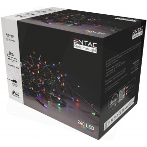 Entac - Karácsonyi fényfüzér adapterrel, MC (Színes - RGB) IP44, 240 LED, 24m - ECL-240-MC