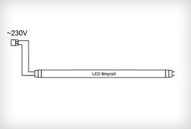 LED fénycső bekötése egy oldalon